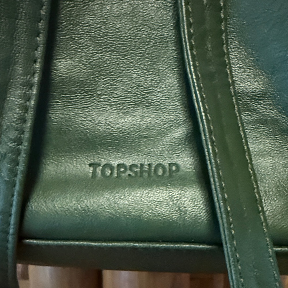 Topshop Forest Green Leather Backpack - Picture 3 of 7
